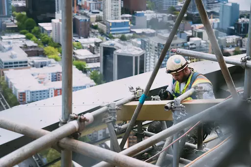 man working at height